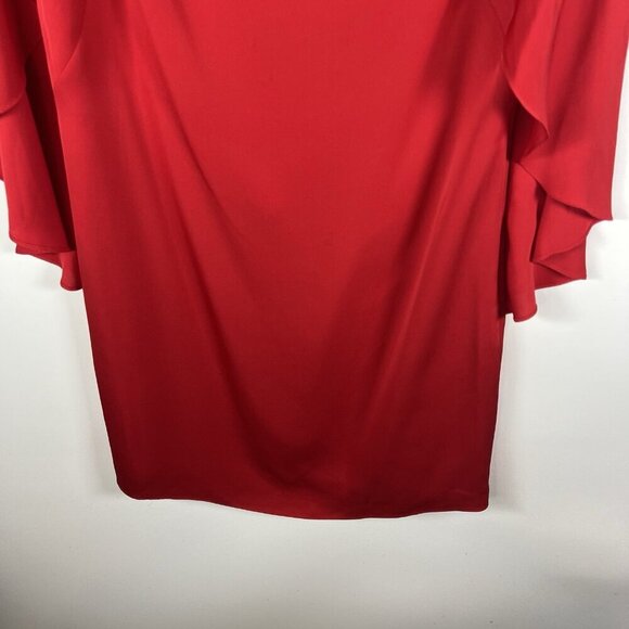 Milly Women Beetle Flutter Sleeve V Neck Mini Dress Red Size 4 Designer Party - Picture 4 of 11